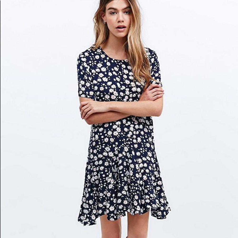 Minkpink Oracle Daisy Godet Dress in Navy